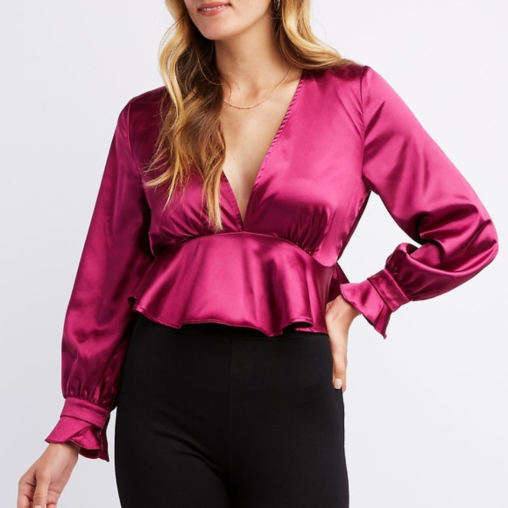 Satin Peplum Top + Charlotte Russe